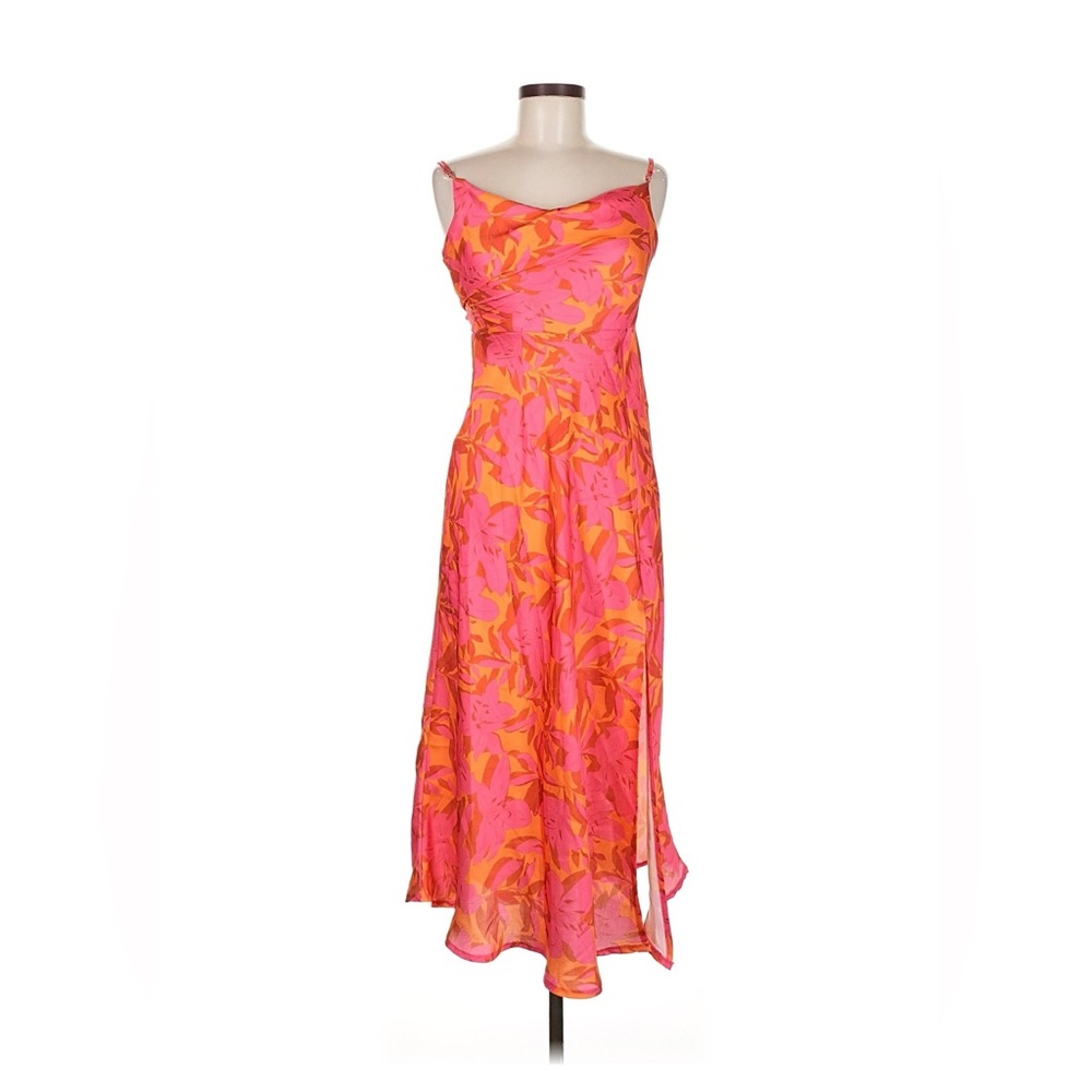 NWOT Pink Orange Floral Tropical Colorful Bright Dress - Vacation Hawaii Summer